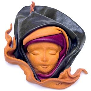 SCULPTURE LEATHER FACE MASK SIGNED ARTIST NIDAR